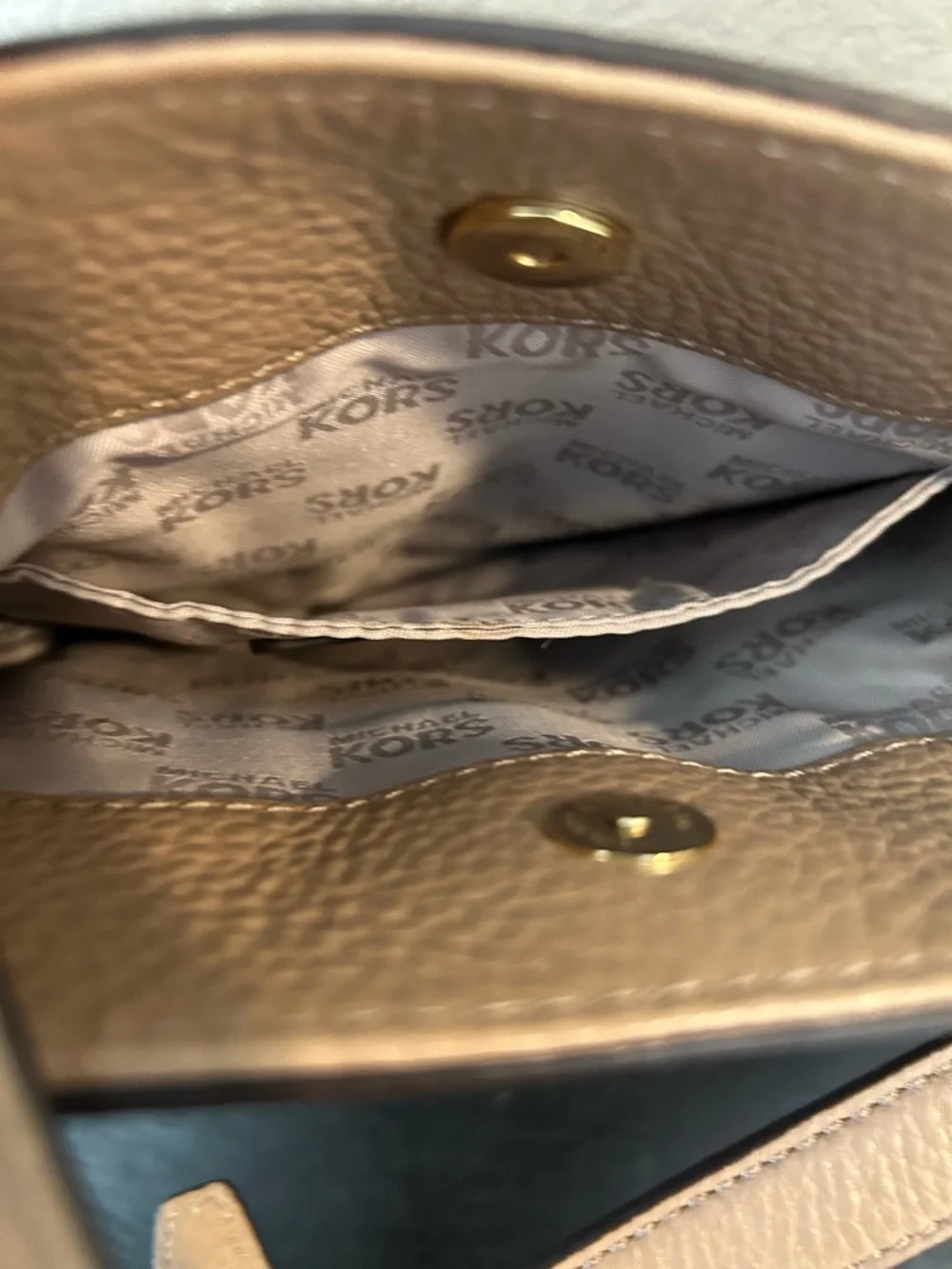 Michael Kors Beige/Tan Leather Crossbody with Gold Plaque